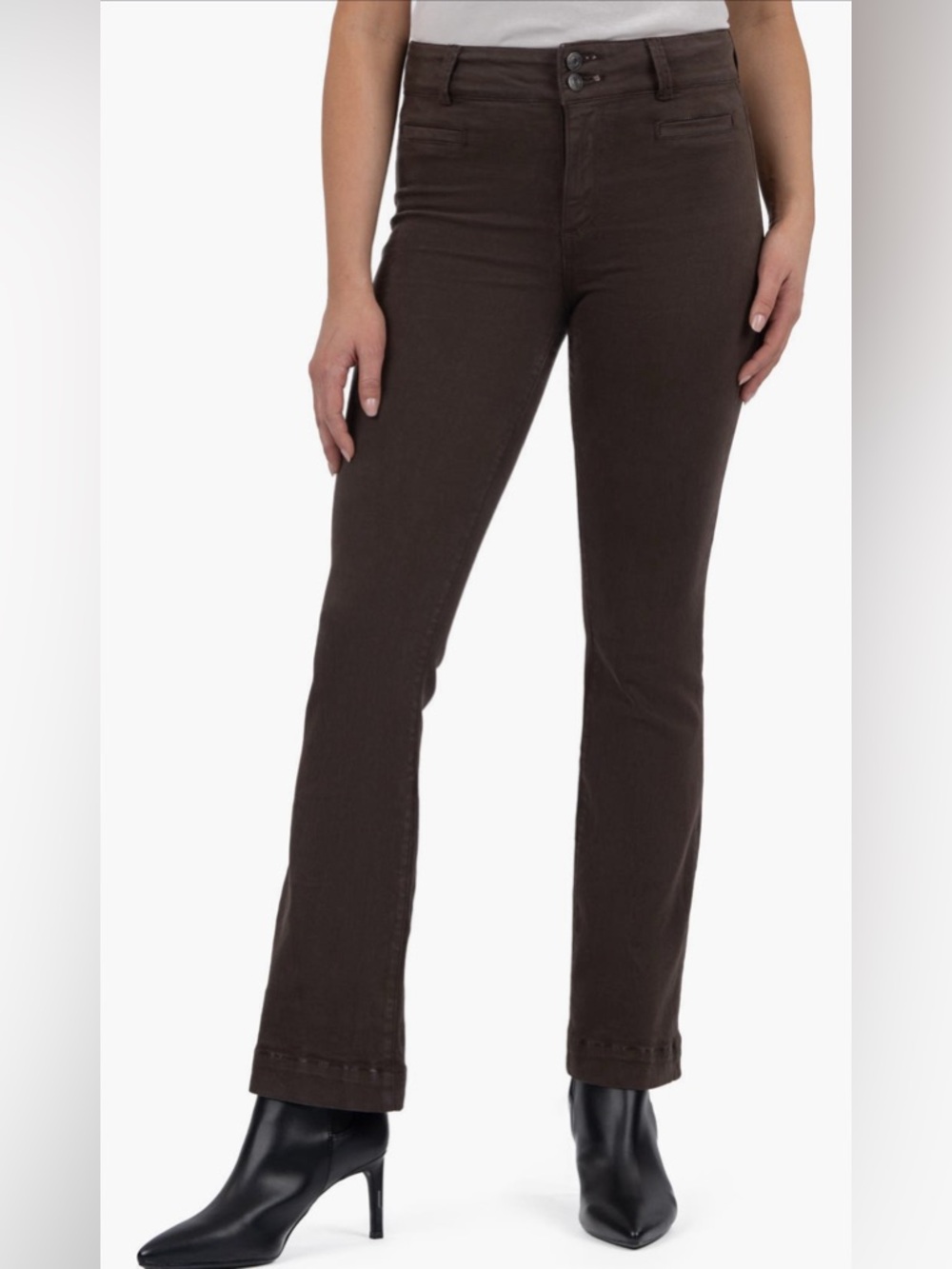 Kut From the Kloth Kelsey High‎ Waist Kick Flare Jeans Chocolate Brown Size 6
